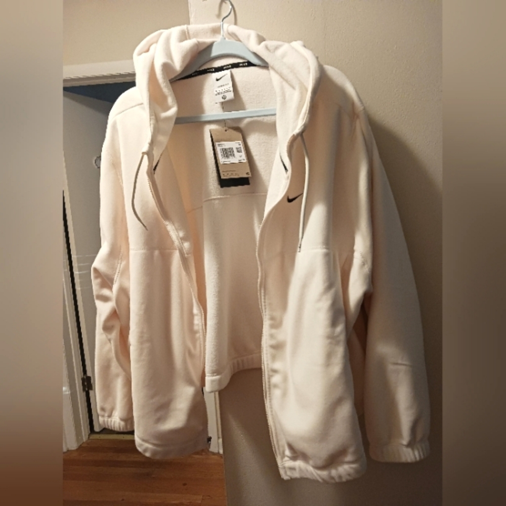 Nike zip up fleece/hoodie, size 3xl, cream